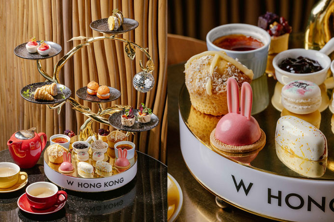 復活節香港好去處2023｜下午茶推薦﹕W酒店Woobar復活節打卡tea set！兔子士多啤梨蛋糕
