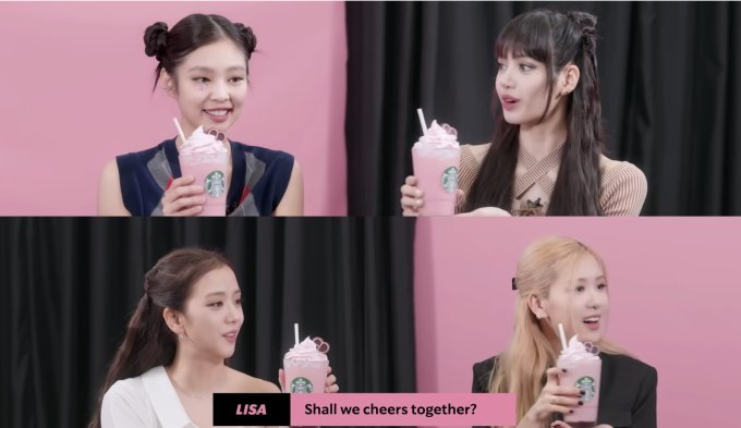 BLACKPINK+Starbucks聯乘系列登場！別注版BLACKPINK草莓朱古力忌廉星冰樂、Lisa最愛首推粉紅色水鑽不鏽鋼凍杯、BLACKPINK配色循環再造咖啡杯